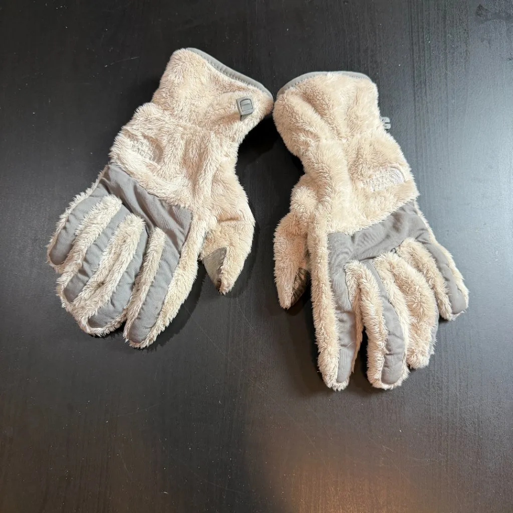 THE NORTH FACE Osito Etip Faux Fur Fleece Gloves Size Medium Grey Blue - Image 2