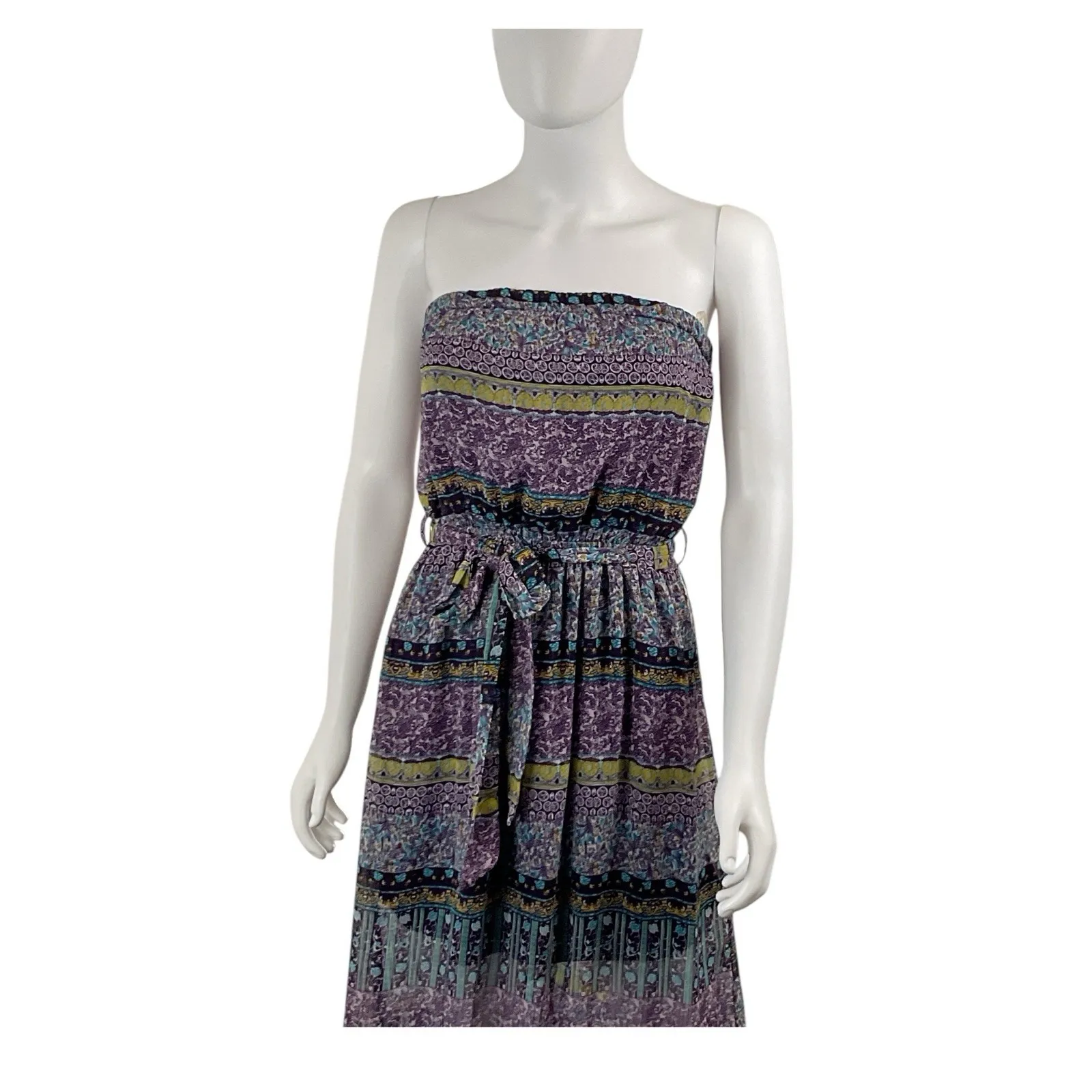 Umgee Dress Small Boho Strapless Maxi Flowy Peasant‎ Tiered Hippie Festival USA - Image 3