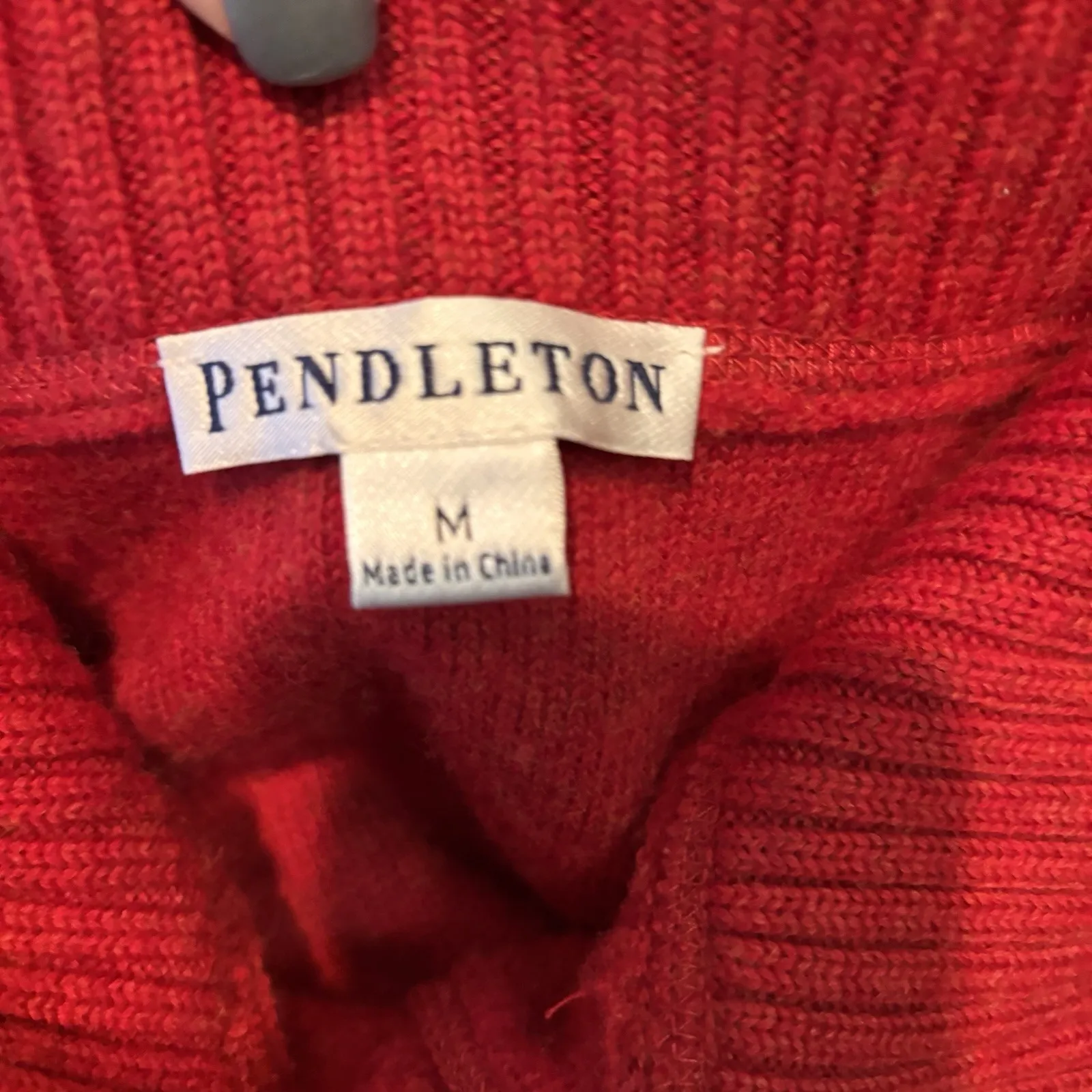 Pendleton Wine Merino Wool Cardigan Sweater Shawl Collar Button Front Medium - Image 5