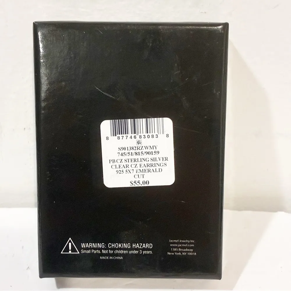 Macys Sterling Silver Cubic Zirconia Studded Earrings Jewelry Dish Set NEW - Image 3