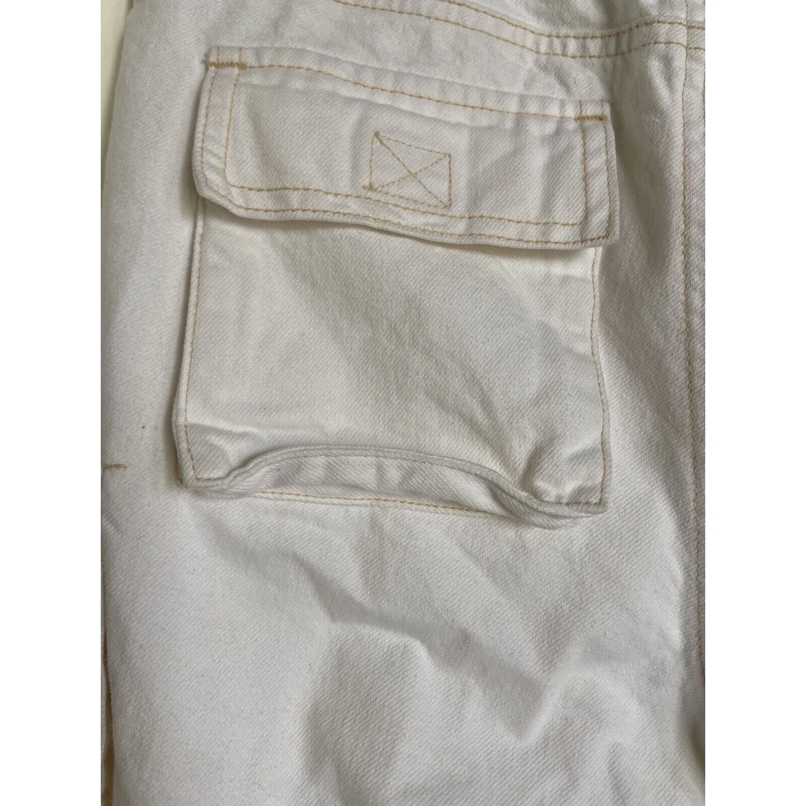 PacSun Womens Shorts Sz S‎ Boy Fit Cargo Shorts Off White Denim Pockets - Image 8