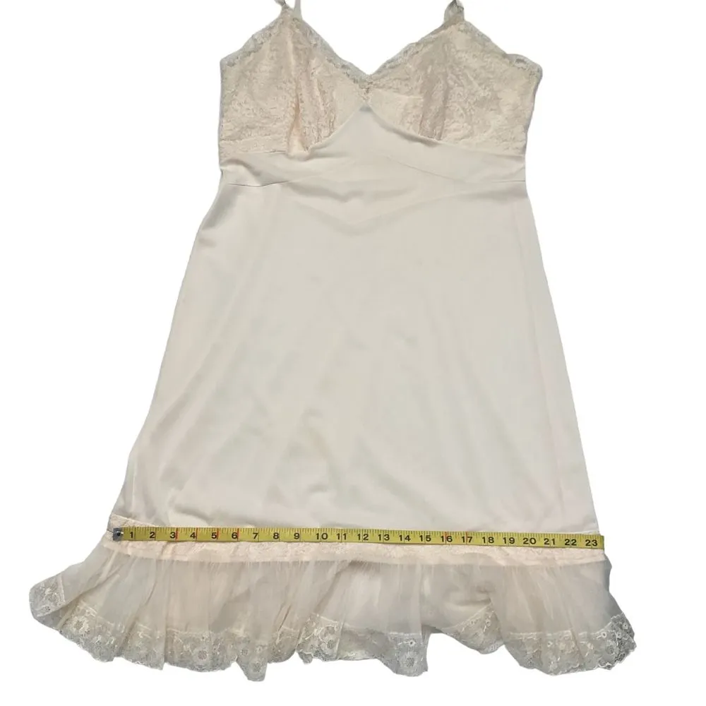 Vintage Unbranded Femine Chemise / Slip Dress Pale‎ Pink / Peach Size L Size M - Image 10
