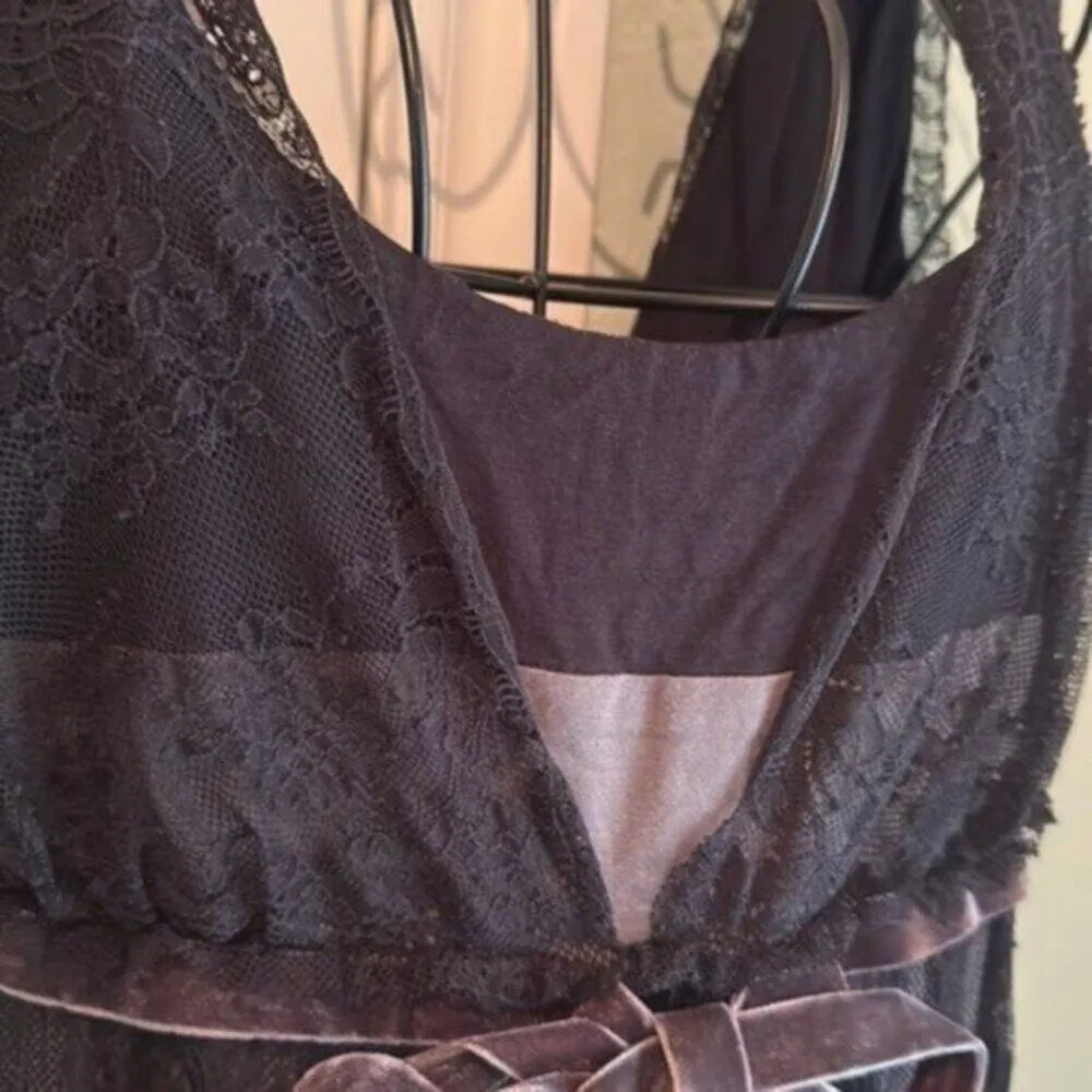Robert Rodriguez Black Lace Gray Jersey Top M - Image 3