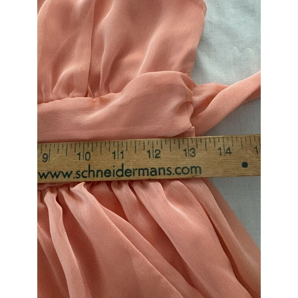 Lucy in the Sky Dress Size Medium Peach Chiffon Mini Party Fairy Cocktail - Image 15