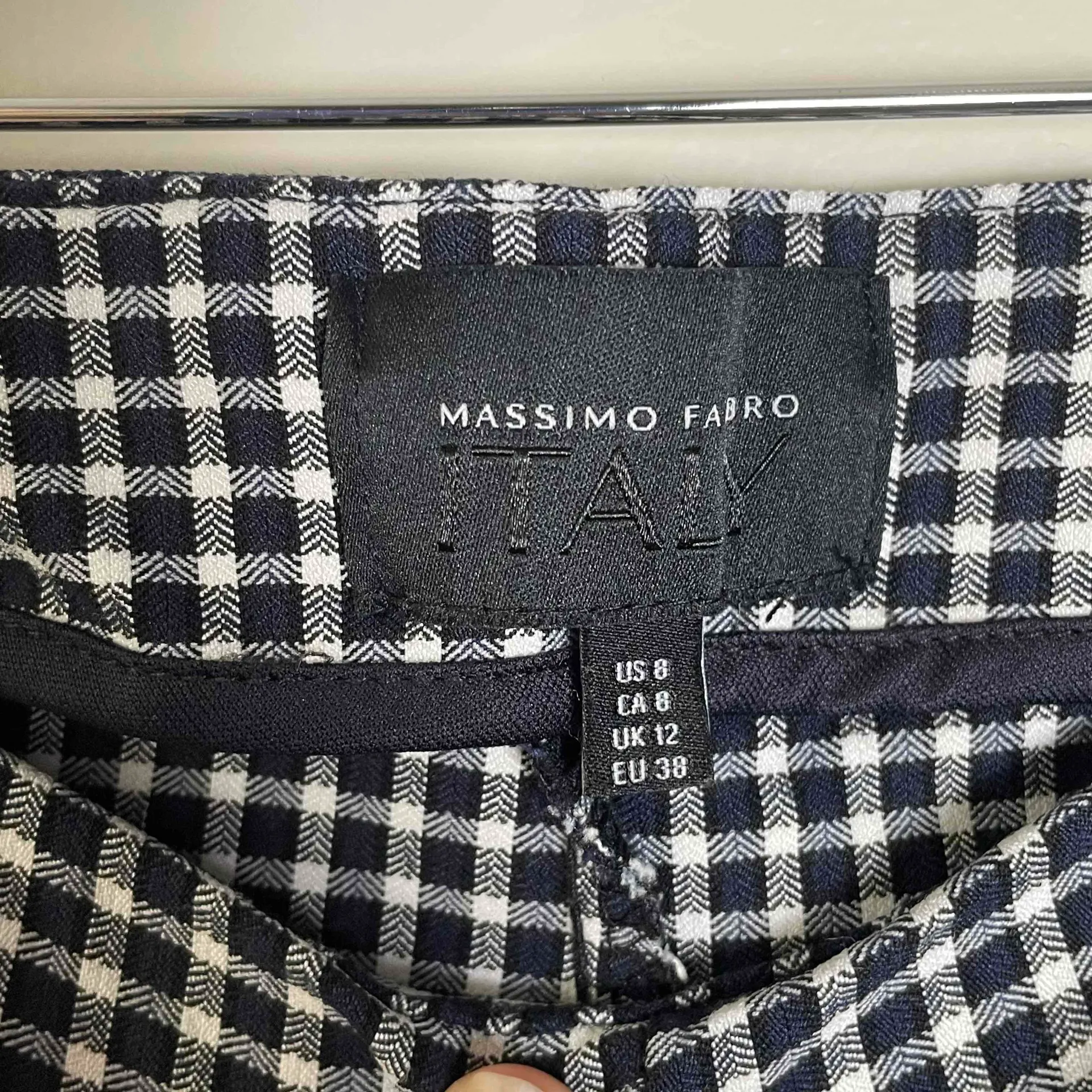 Massimo Fabbro Womens Italian Gingham Checkered Mid Rise Pull Ankle Pants US 8 Black - Image 5