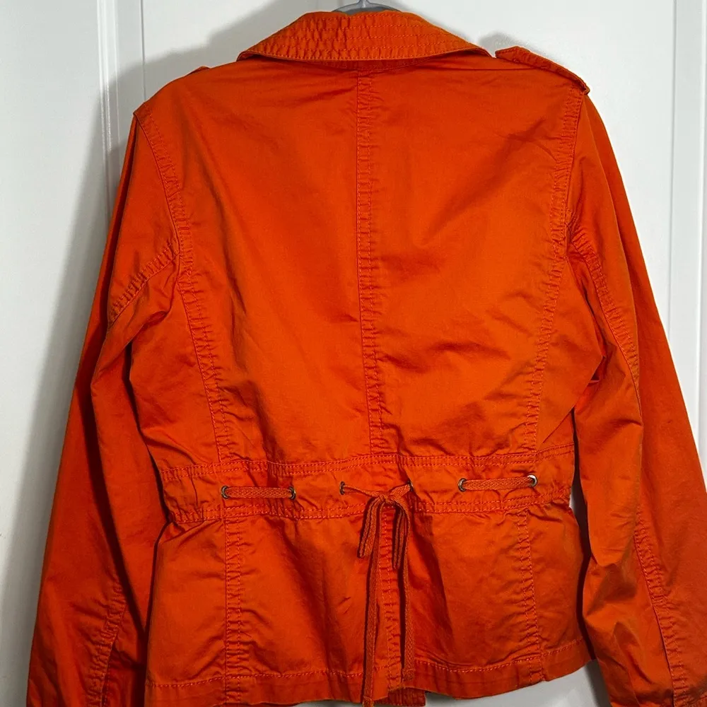 Liz Claiborne Orange Utility Cotton Button Up Jacket With Pockets Size Medium - Image 3