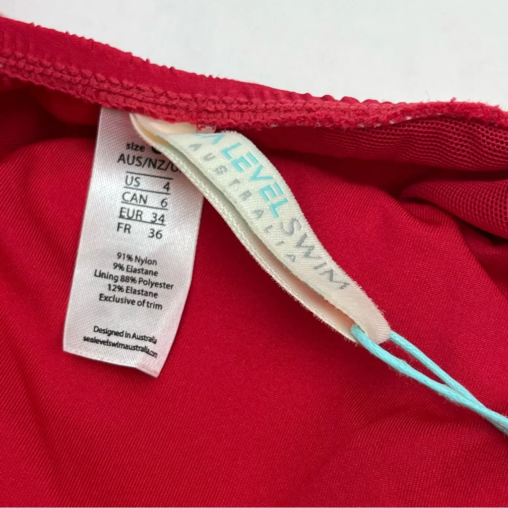 Sea Level Swim Messina Wide Strap Diagonal One Piece Swimsuit Red Size 4‎ NEW - Image 2