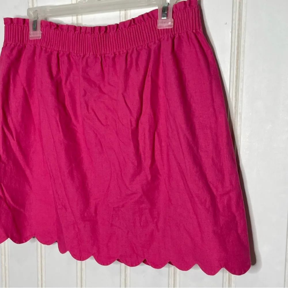 J. Crew Linen Skirt Pink Scalloped Mini Sz 12 899 - Image 5