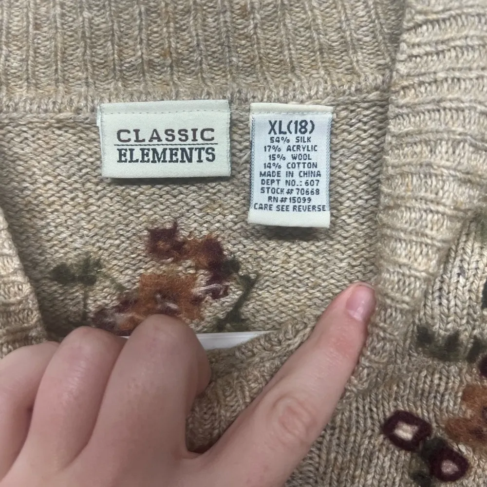 Vintage Wool-Blend Embroidered Knit Sweater XL - Image 3