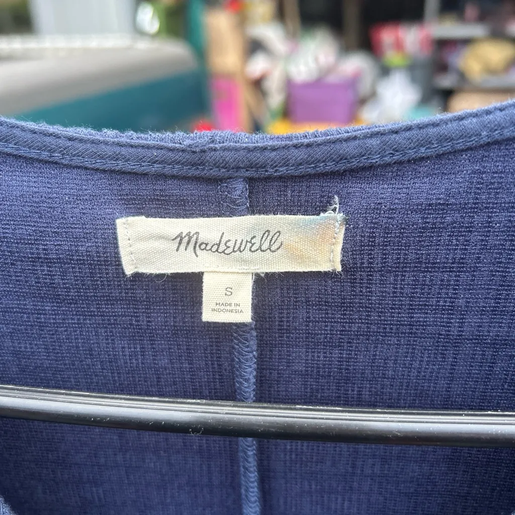 Madewell Women’s Blue dress short sleeve faux wrap mini size small - Image 8
