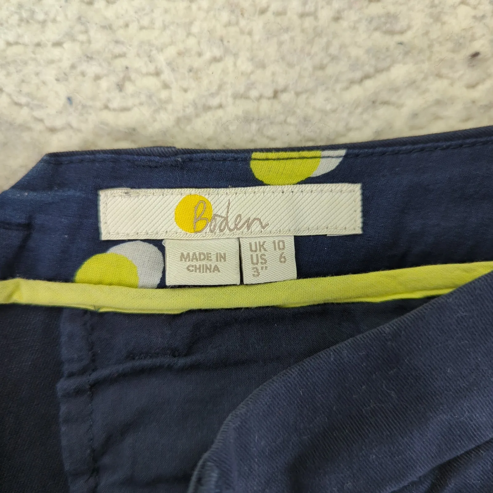 Boden Navy Blue Rachel‎ Chino Shorts 3" Women's 6 Cotton Stretch WJ055 - Image 3