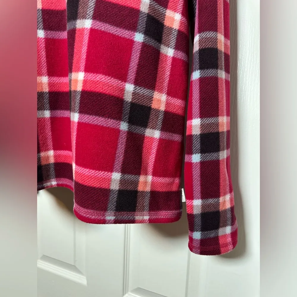 Eddie Bauer Red Plaid Women’s Long Sleeve Quarter Zip Pullover Sweater Shirt LG - Image 6