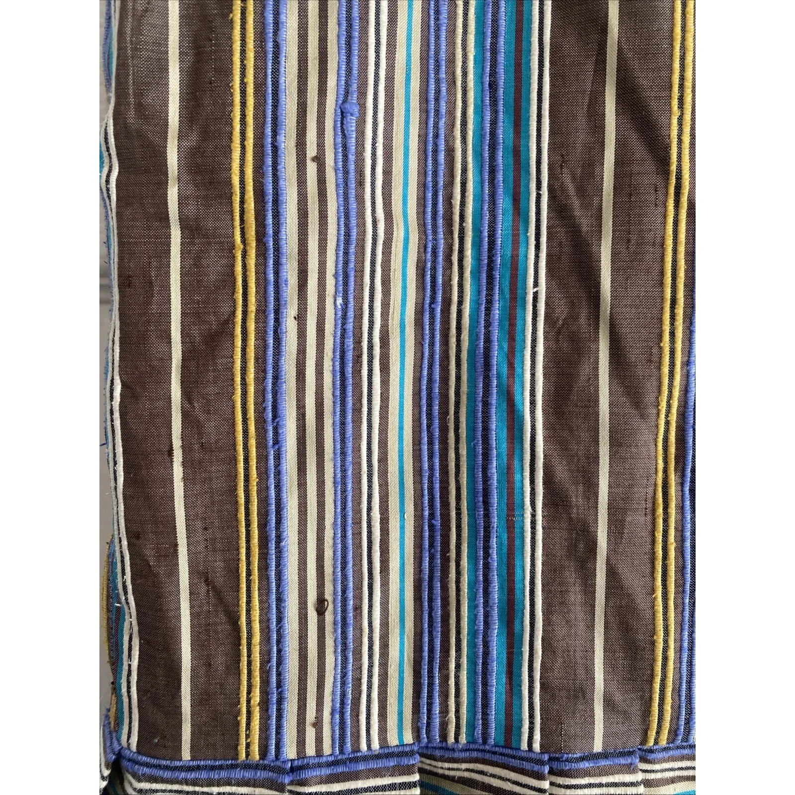 Akris Punto Womens 8 Blue Brown Striped Silk Skirt Mixed Pencil Straight Career - Image 3