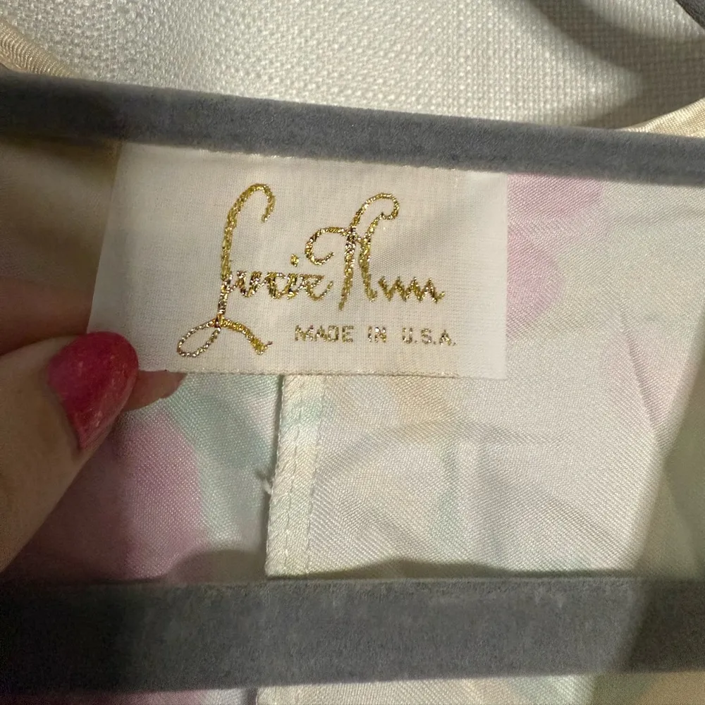 Vintage Lucie Ann Satin Pastel Floral Robe Neglige Medium White - Image 3