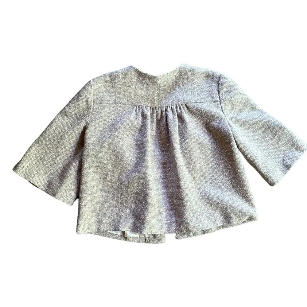 Anthropologie  Beth Bowley Tweed Open Front Blazer Size 4 - Image 3