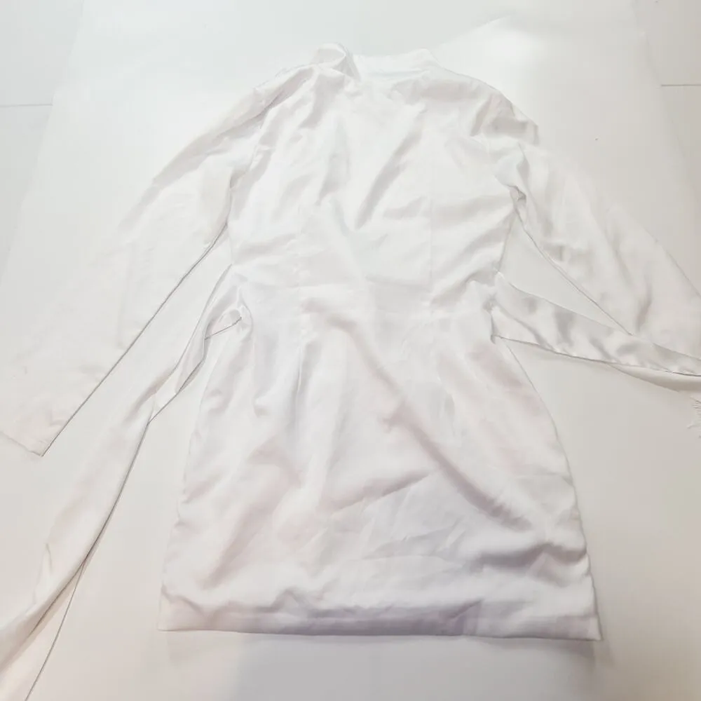 MORE TO COME Shanelle Blazer Fringe Dress in White Small - Image 9