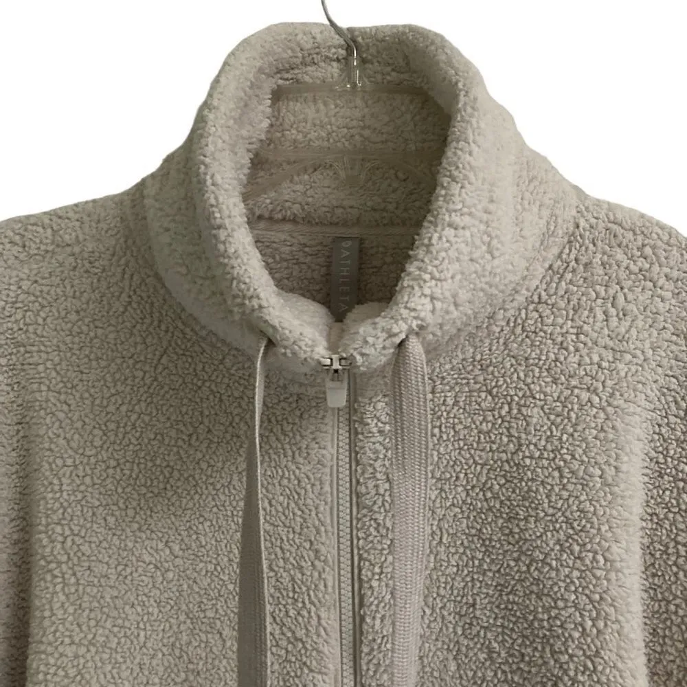 Athleta Talus teddy Sherpa half zip pull over cream sweatshirt L - Image 6