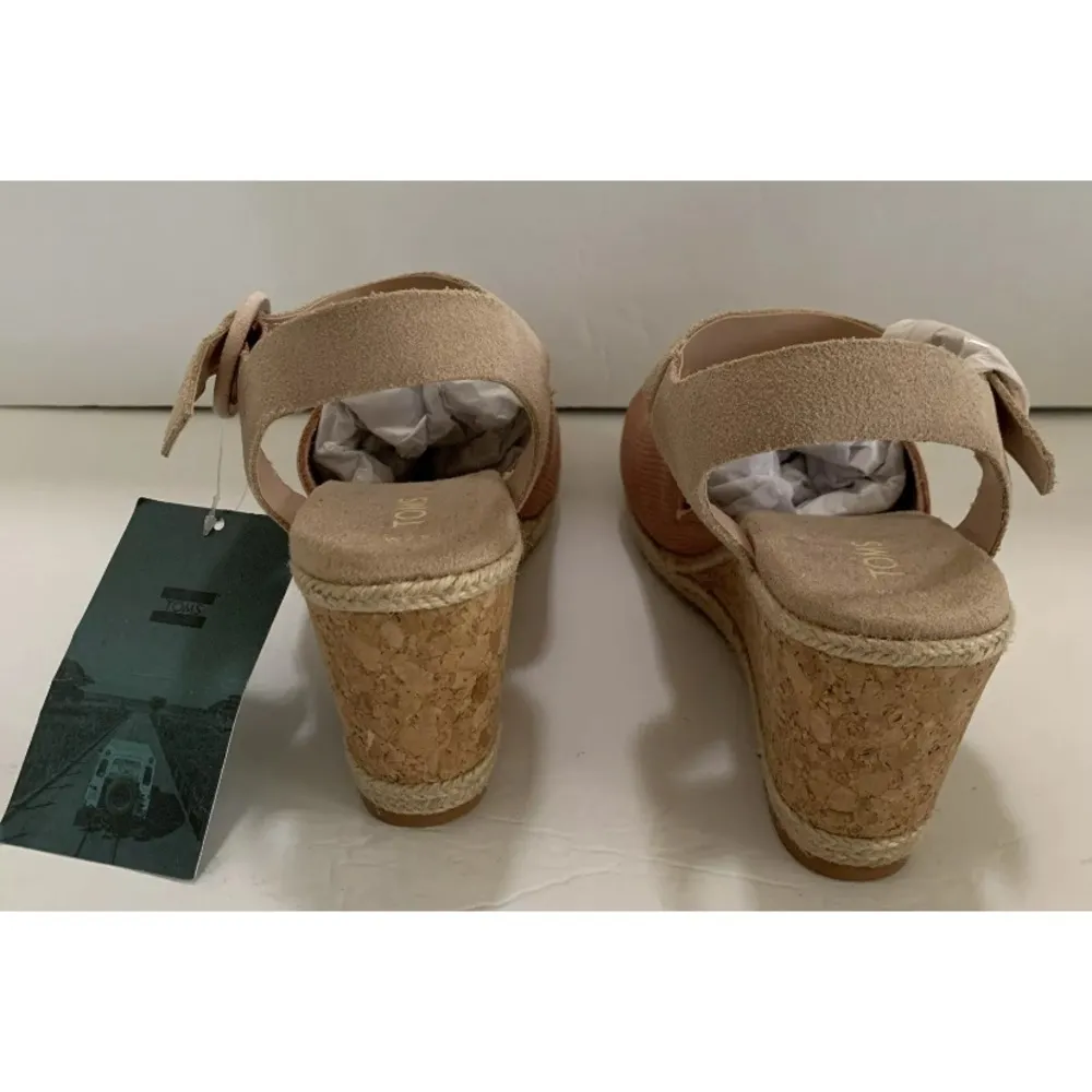 TOMS Tropez Spanish Villa Wedge Heel Sandals Shoes 7.5 New NWT Suede Perforated - Image 13