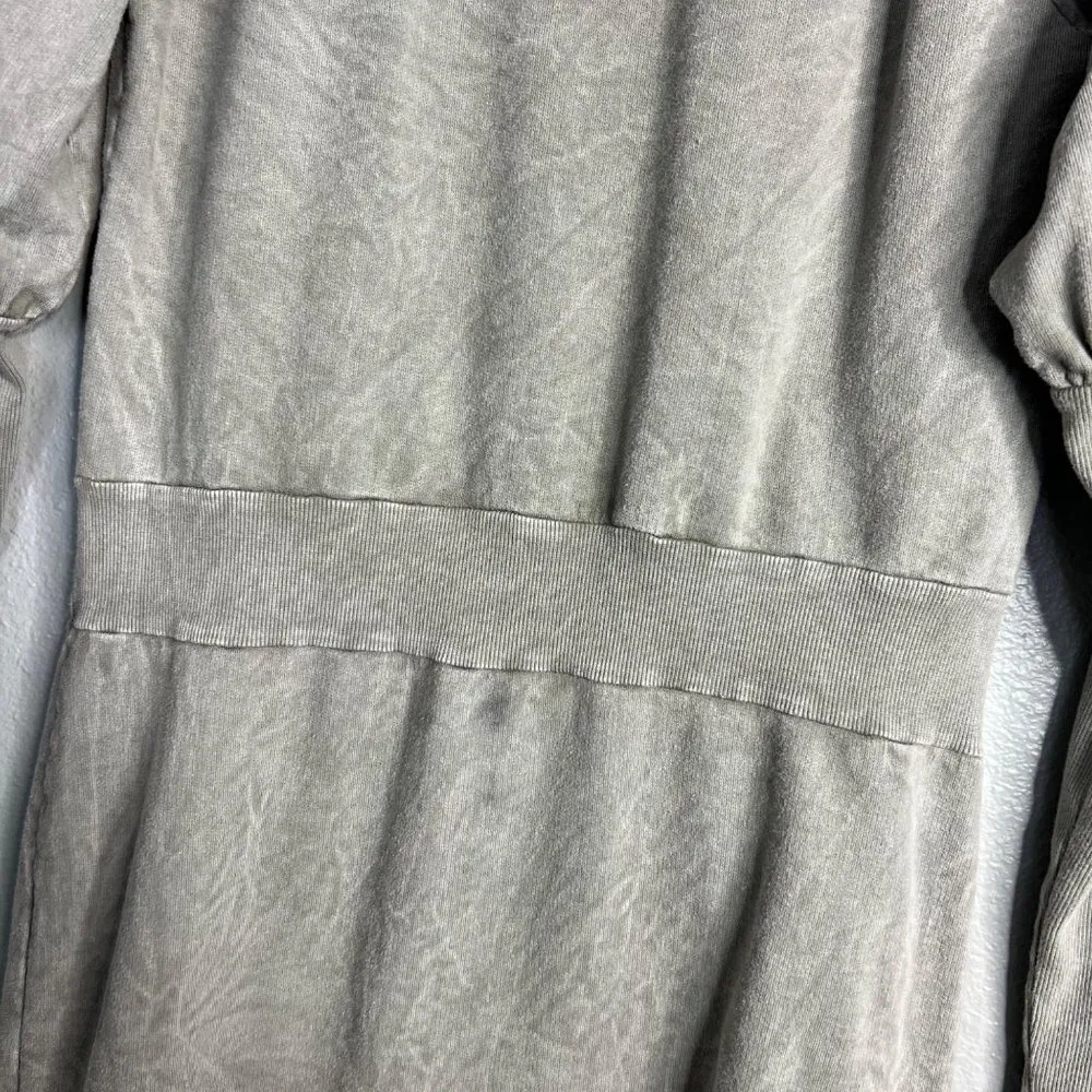 T.La Long Sleeve French Terry Casual Dress Green Mineral‎ Wash Mini Short Small - Image 7