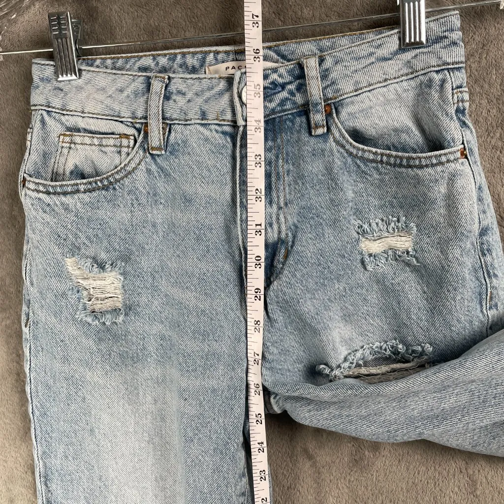 PacSun Mom Jean Womens 24 Light Wash Distressed Mid Rise Y2K Grunge Skater 24x27 - Image 6