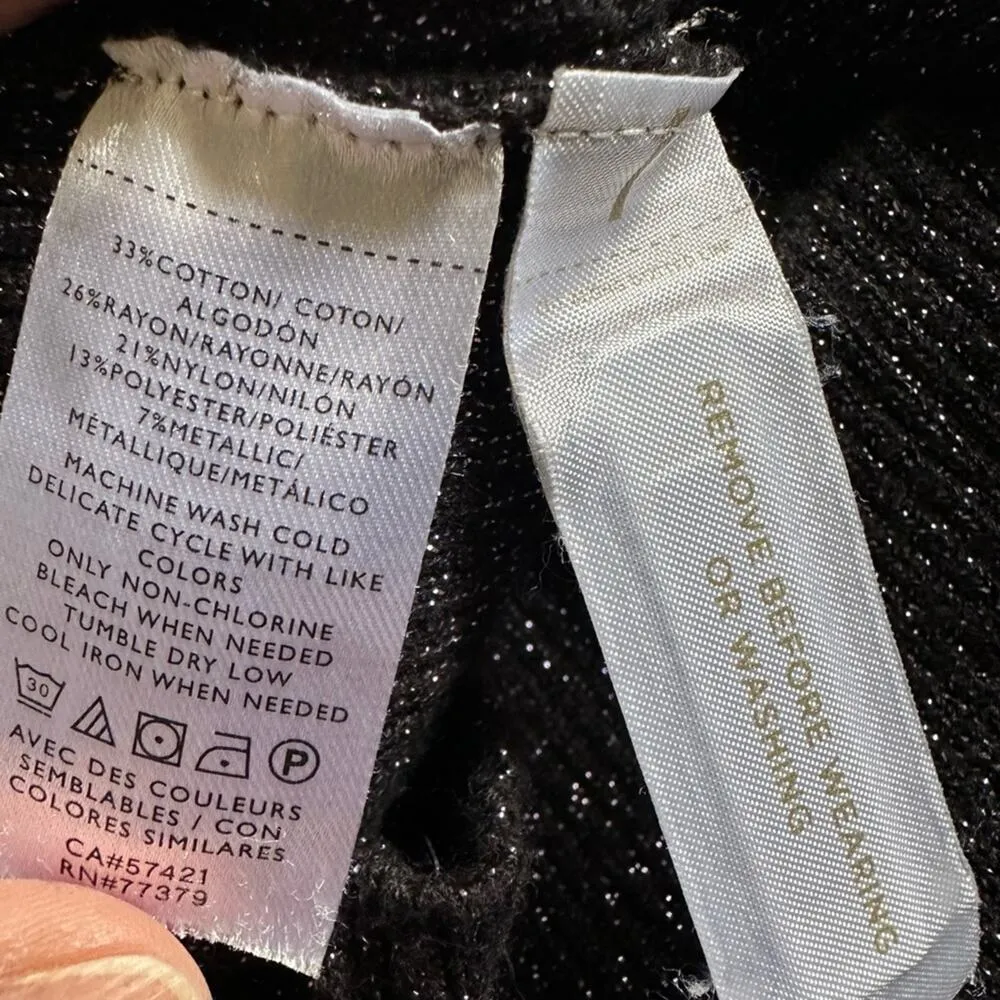 Ann Taylor Purple Sweater Metallic Puff Sleeve Turtleneck Fall Holiday Sparkle - Image 4