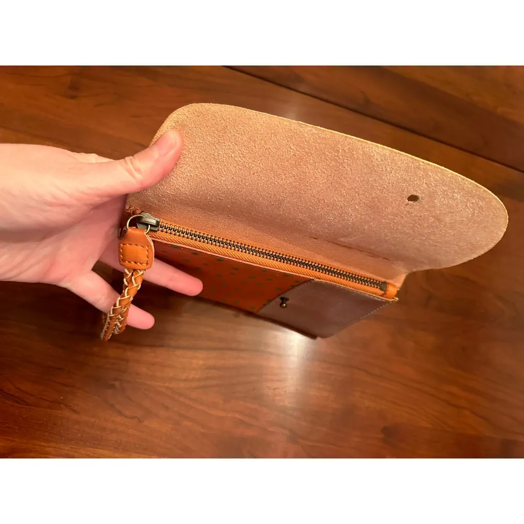 Faux Leather Polka Dotted and Silver Wristlet - Image 9