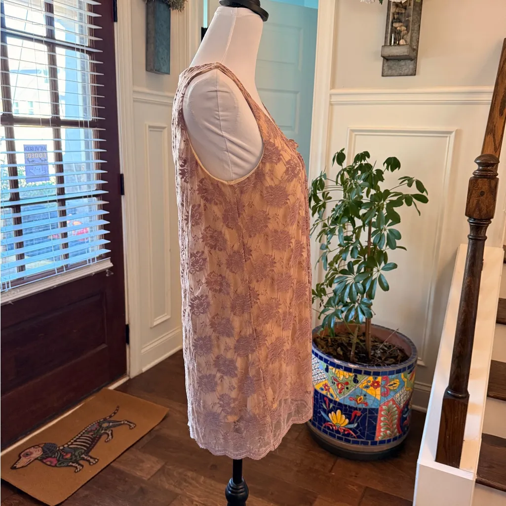 CAbi EUC Lavender Beige Intrigue Lace Tank with Lining - Image 4