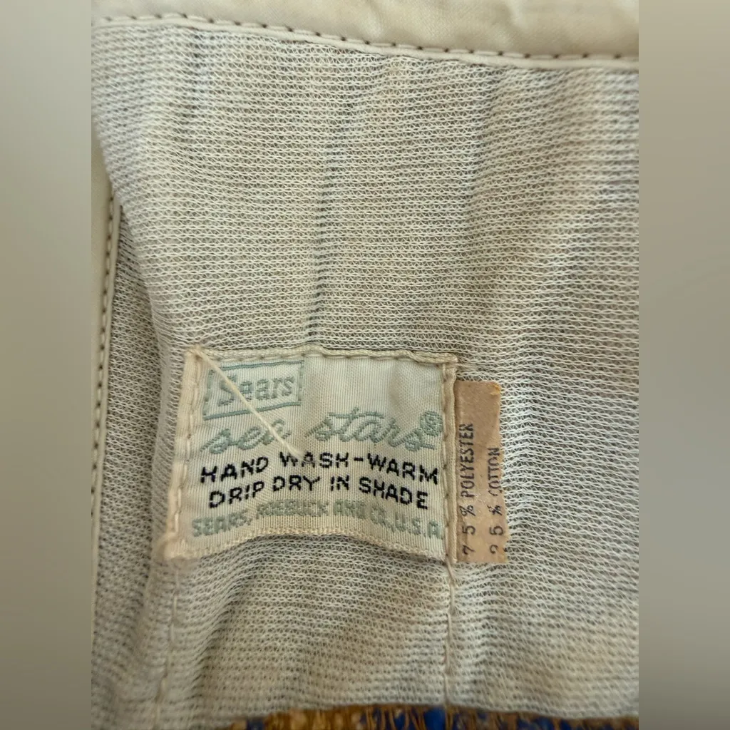 Vintage 1960’s Sears Sea Stars Plaid Groove Mod Bikini Top Blue Size M - Image 4