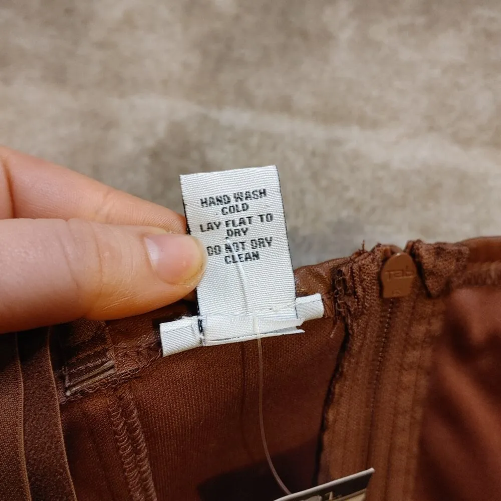 Rue 21 Size Medium M Brown Cropped Zipper Faux Leather NWT New Festival Party - Image 7