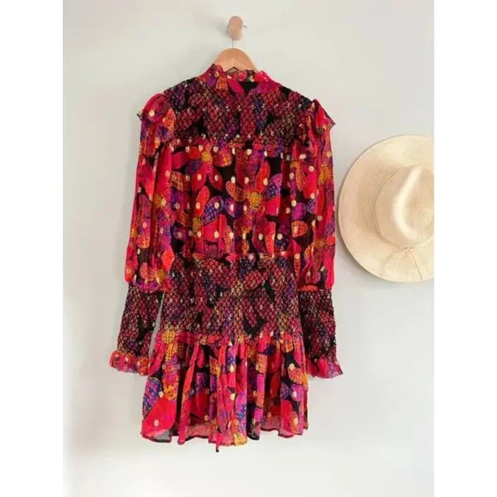 Farm Rio | NWT | Heart Daisy Smocked Minidress | Sz XS - Image 10