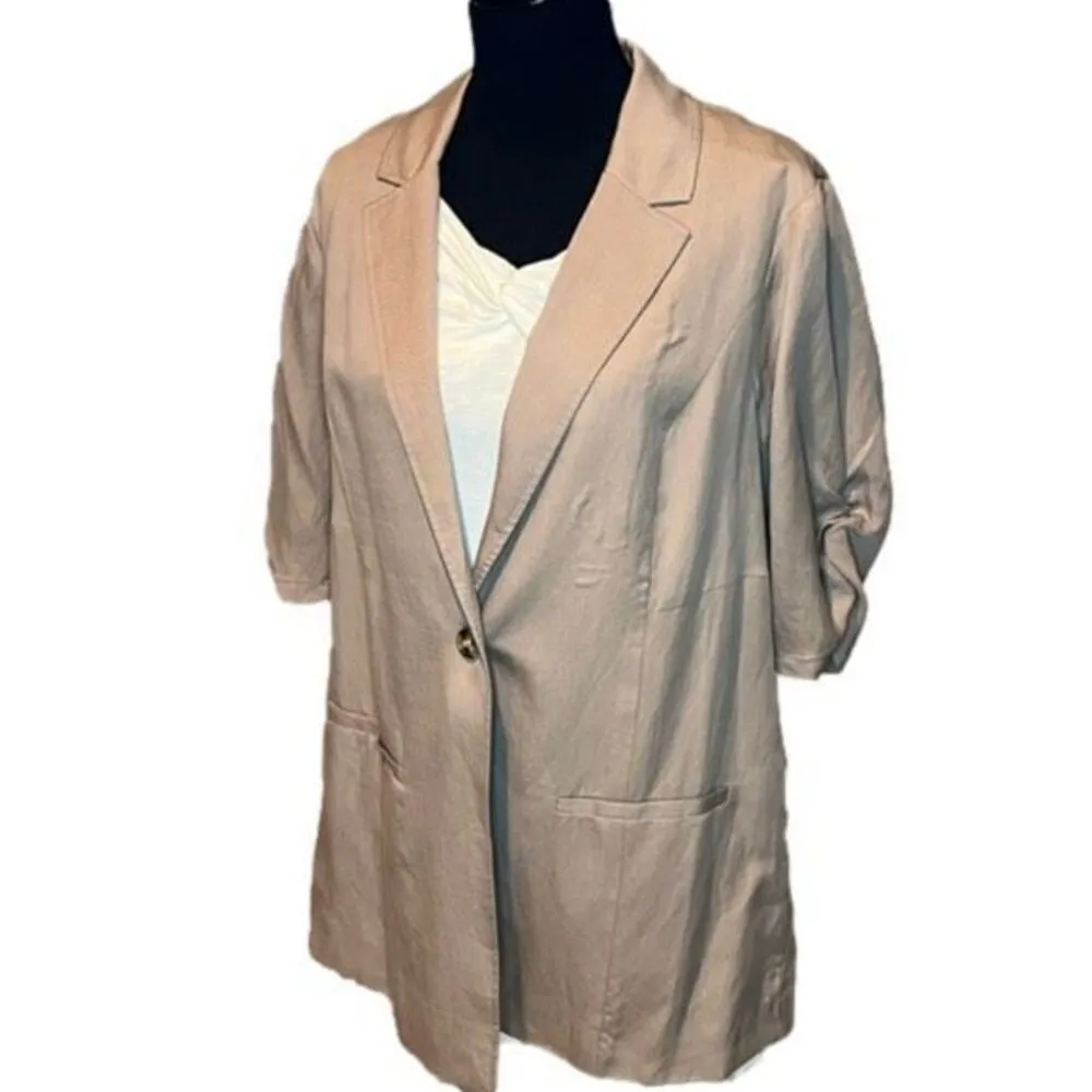 ✨Torrid Studio Linen Sz 2X Cream/Gray Blazer✨ - Image 6