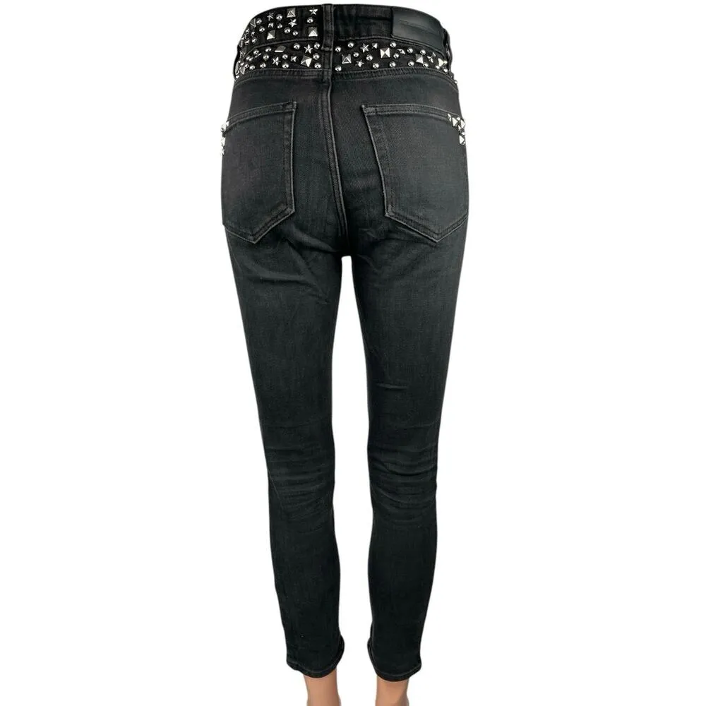 The Kooples Women's Black Studded High Rise Edgy Skinny Denim Jeans Size 25 - Image 3