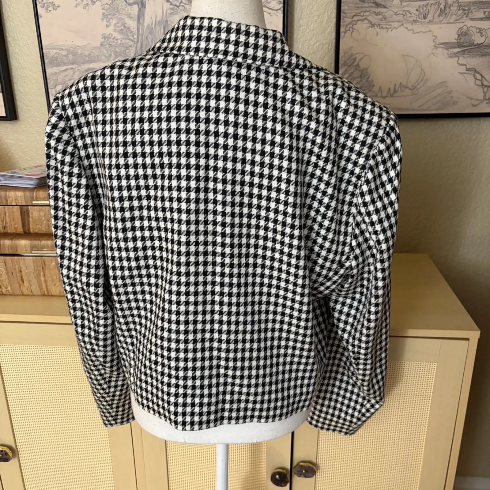 PENDLEtTON Houndstooth Bolero Blazer Jacket Size 16 Vintage Cropped - Image 3