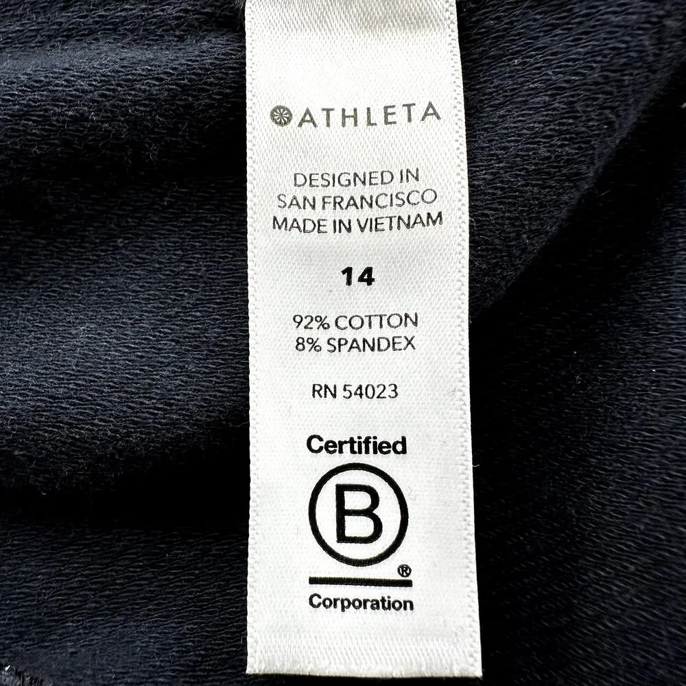 Athleta Camo Farallon Shorts Organic Cotton Drawcord Elastic Waist Navy 14 - Image 4