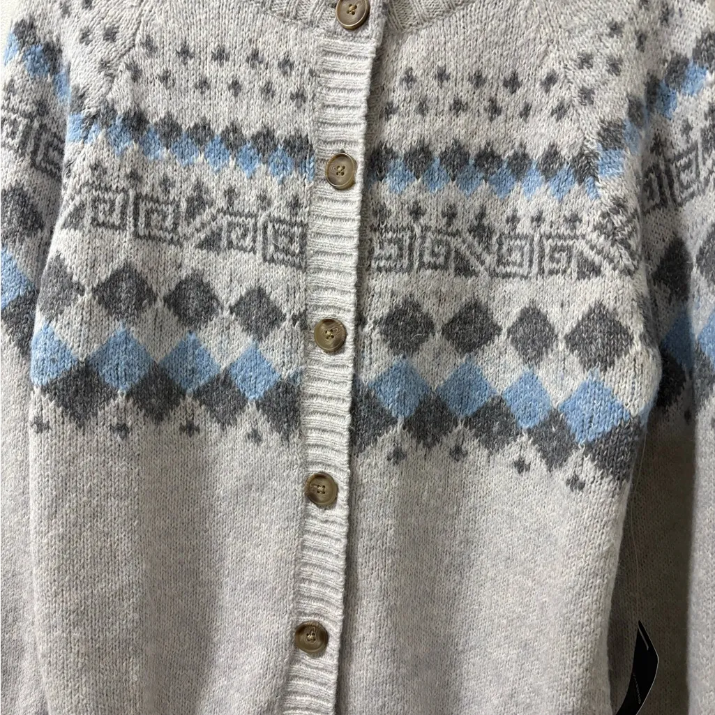 Lucky Brand Gray and Blue Cardigan Size Medium - Image 3