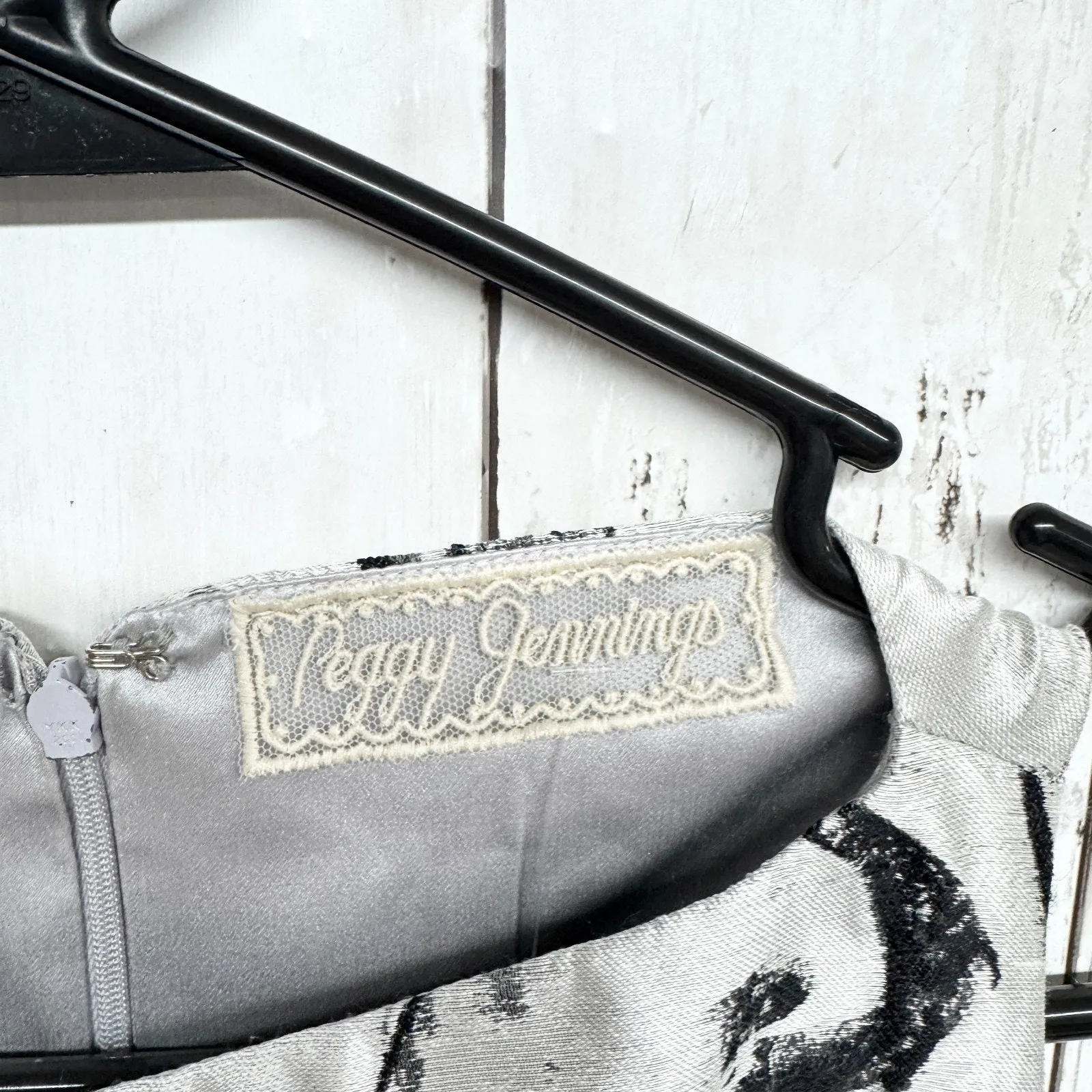 Vintage Peggy Jennings Dress Women Size Black White Floral Print Sleeveless Mini - Image 2