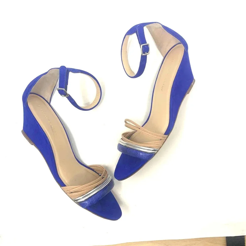 Loeffler Randall Addie Strappy Demi-Wedge Sandal Cobalt Blue Size US 10 - Image 2