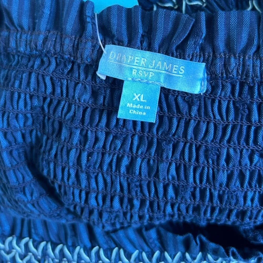 Draper James RSVP Women's Blue Square Neck Smocked Dress Boho Cottagecore XL - Image 8