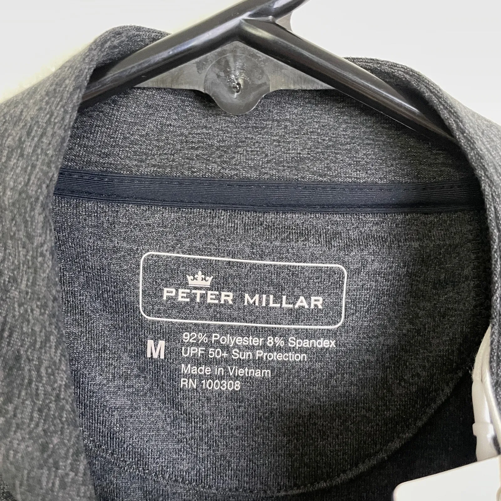 Peter Millar Perth Performance 1/4 Zip Womens M Gray Melange Raglan HBS Logo UPF - Image 9