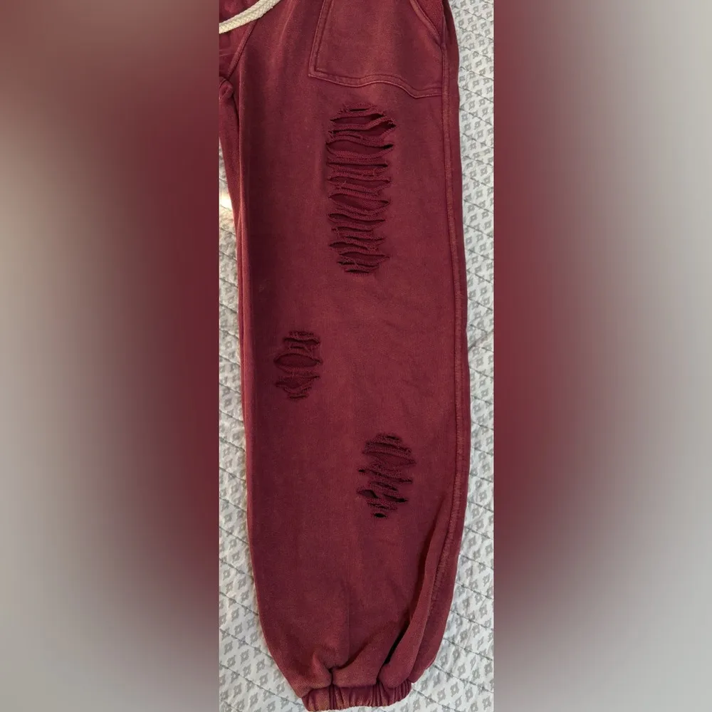 POL  Burgundy Distressed Joggers with Drawstring‎ Size Large NWOT - Image 7