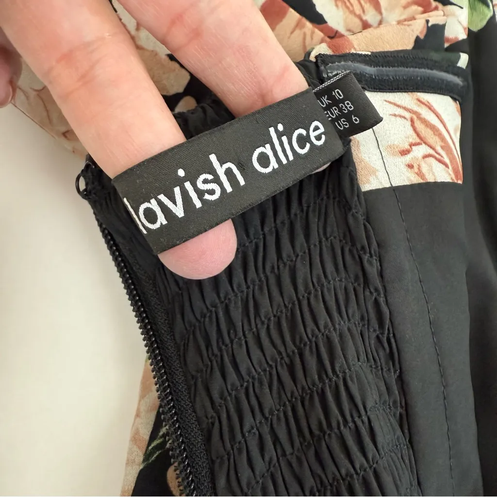 Lavish Alice Floral Rose Print Off The Shoulder Corset Midi Dress - Image 14