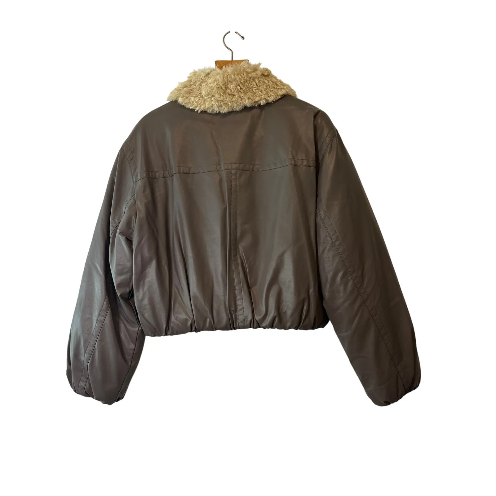 Stand Studio Fran Faux Fur Bomber Jacket Brown Size 6 NWT Free People - Image 4