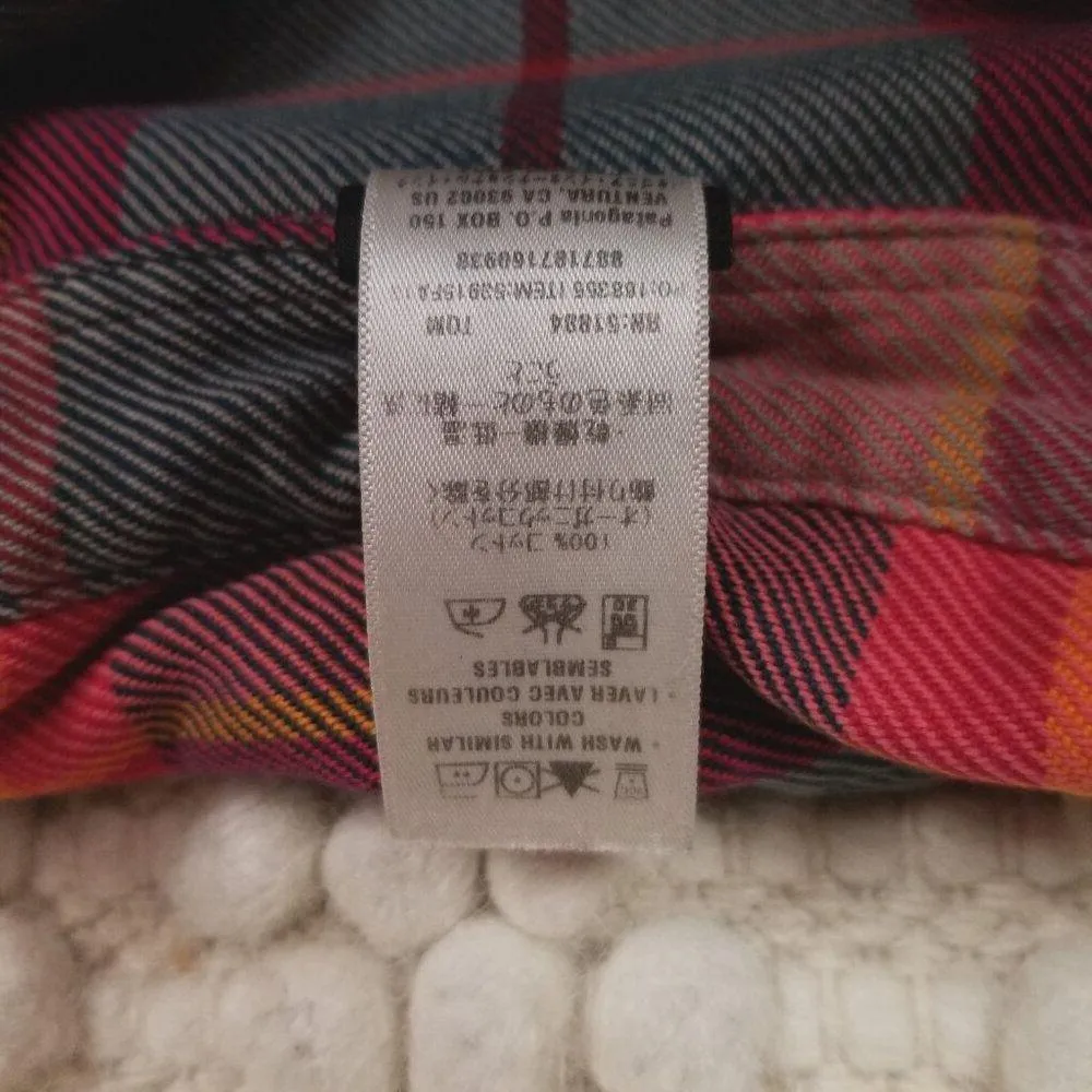 Patagonia Women's Long-Sleeved Fjord Flannel Shirt Red Gray Plaid Sz 4 - Image 8