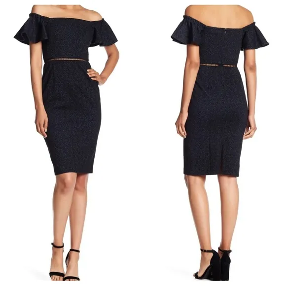 Rebecca Taylor Off Shoulder Rose Print Jacquard Dress - Image 2