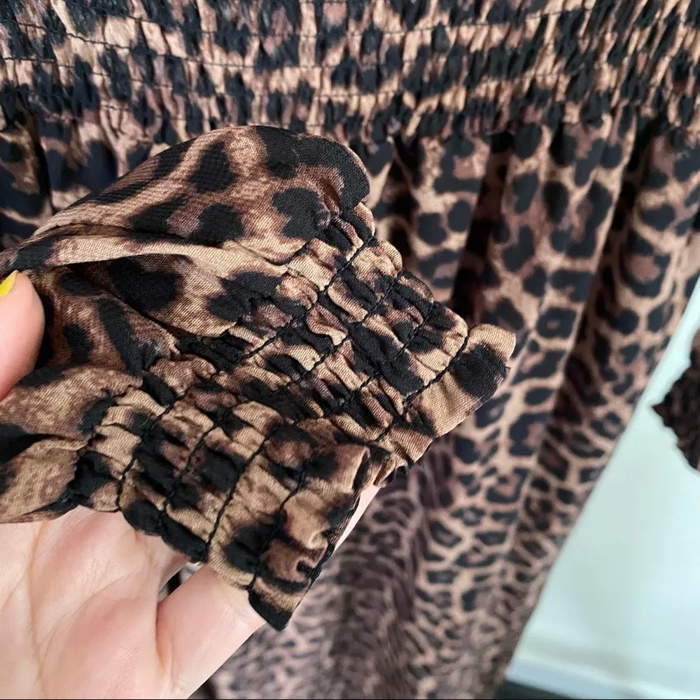 smoked-waist animal print dress - Image 11