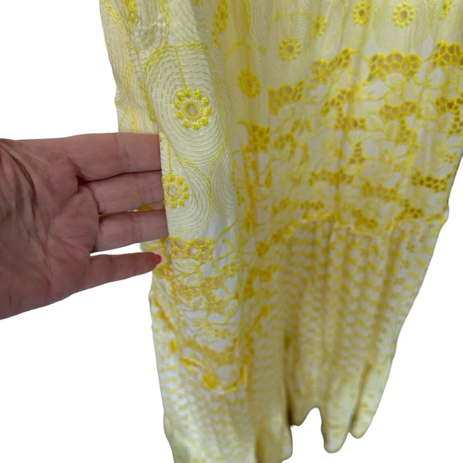 Lilly Pulitzer Kyla Maxi Dress Size 16 St. Tropez Yellow Garden Gate Eyelet‎ - Image 12