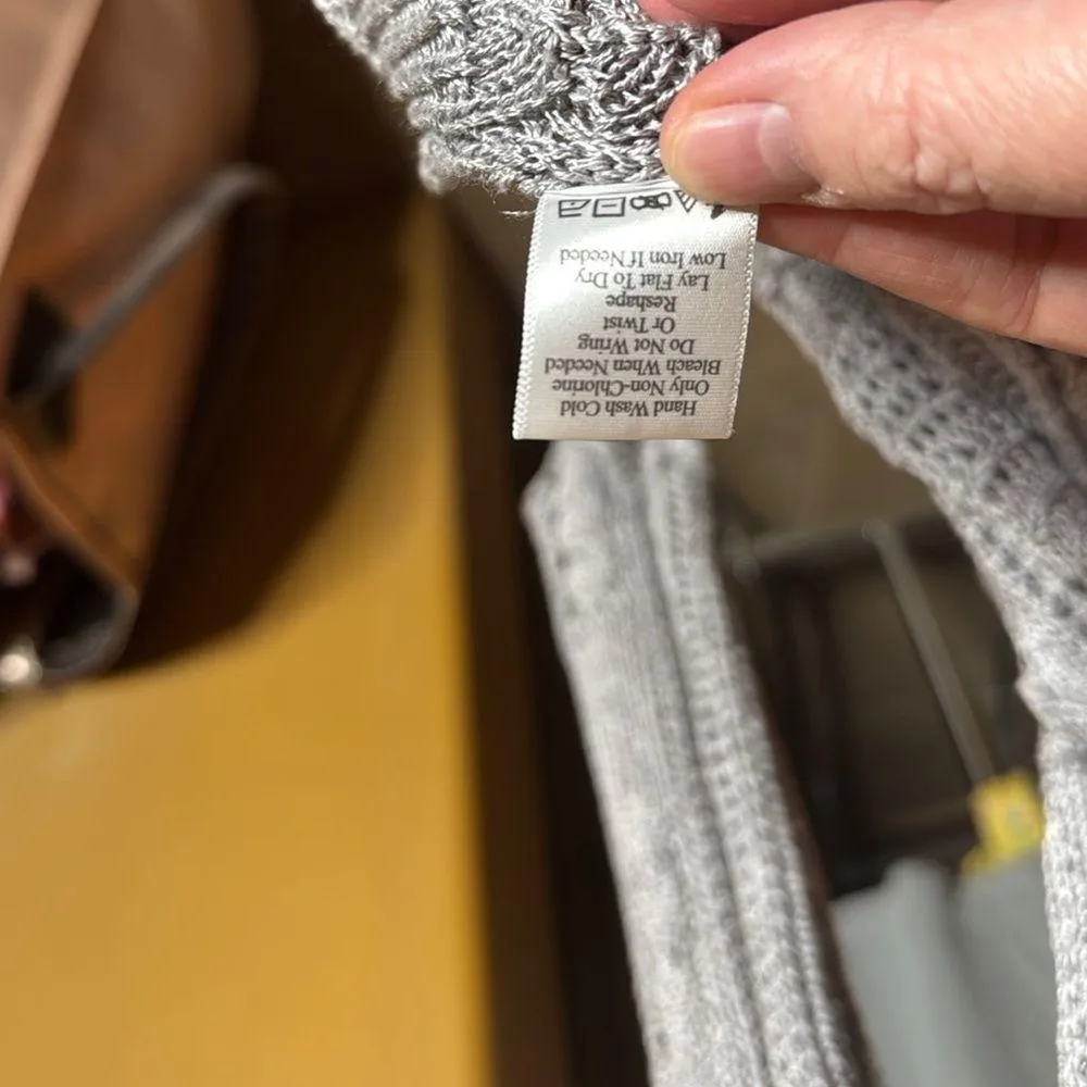 Coldwater Creek Linen Rayon Blend Open Knit Gray Cardigan Size Medium - Image 8