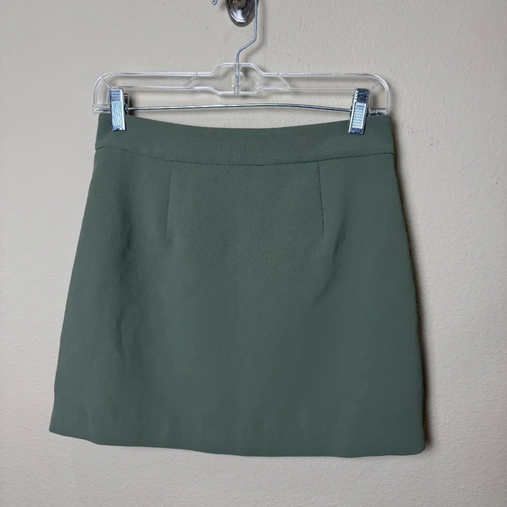 ARITZIA Wilfred Button Front Lined Mini Skirt Size 4 Light Olive Green - Image 4