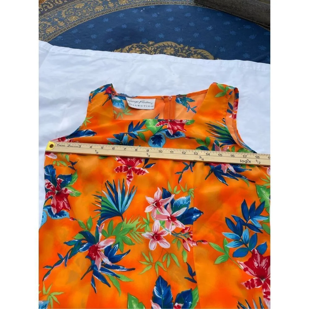 Vintage Giorgio Fiorlini size M ( tag 11/12) tropical sheath dress beach vacay. Orange Size M - Image 4