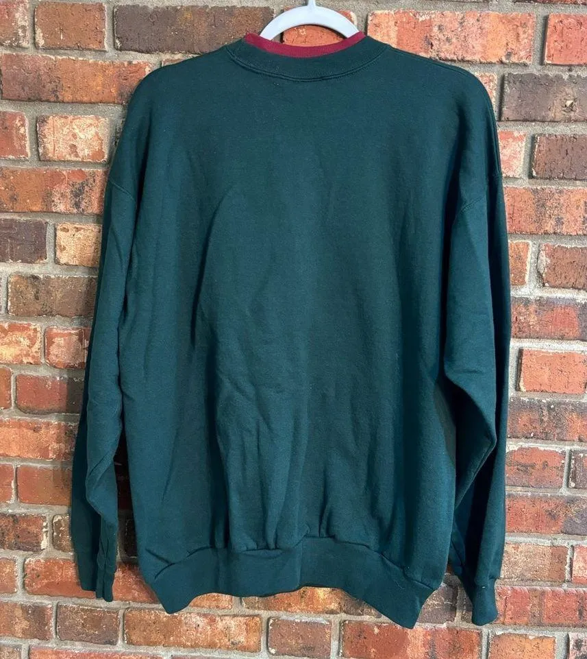Vintage womens Christmas holiday party embroidered crewneck sweatshirt green L Size L - Image 4